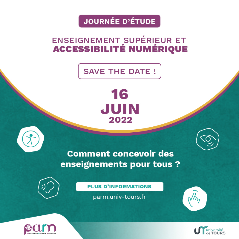Save the date : 16 Juin 2022 :  Journée d’étude : Enseignement supérieur et accessibilité numérique